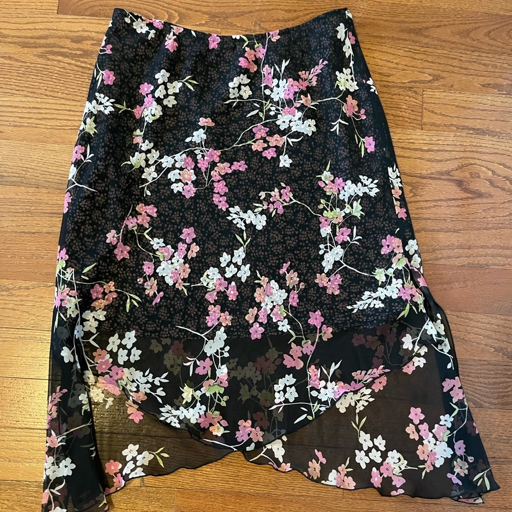 Notations floral Layered Chiffon Skirt